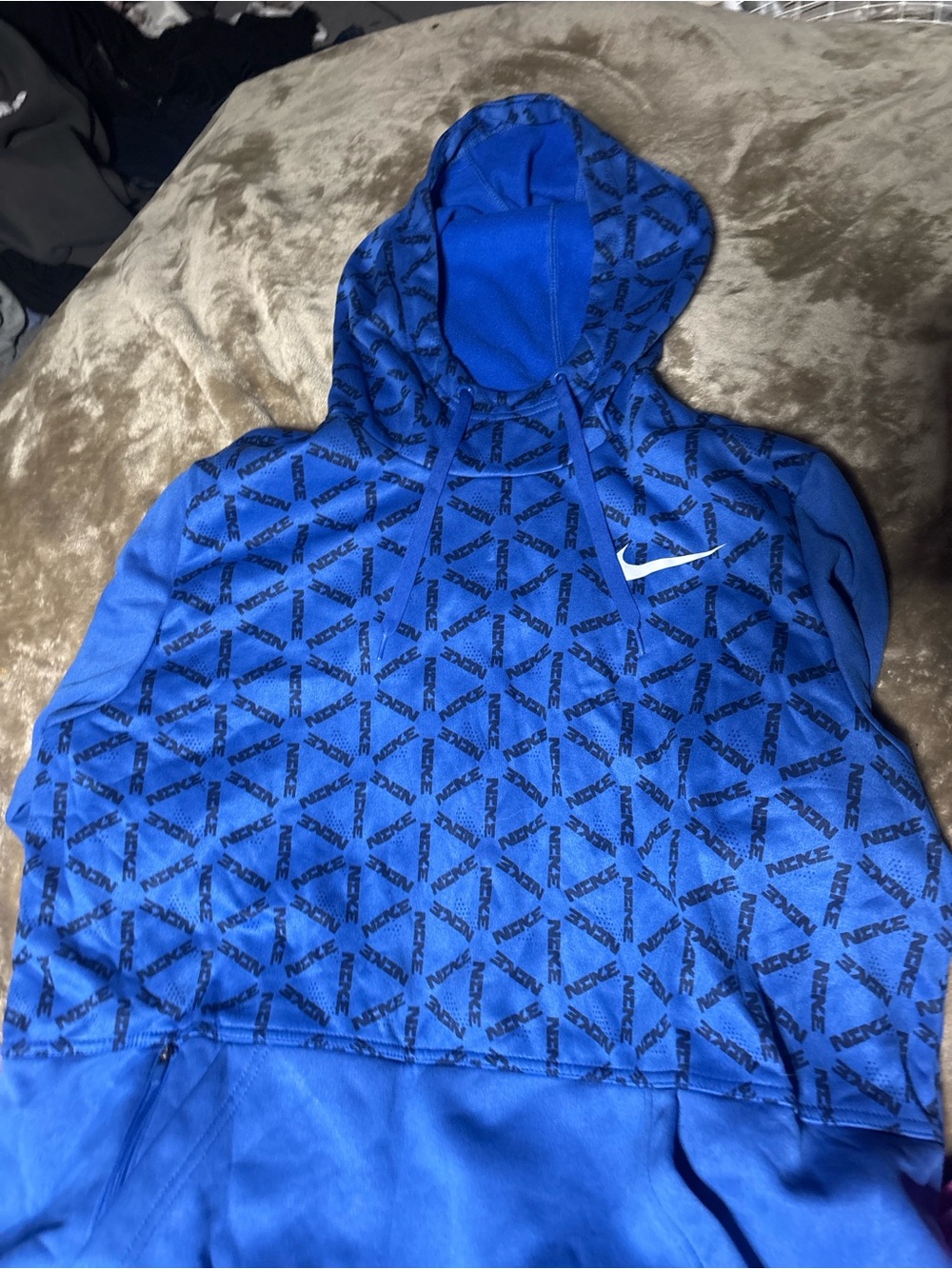 Nike Blue All-Over Logo Kids Hoodie